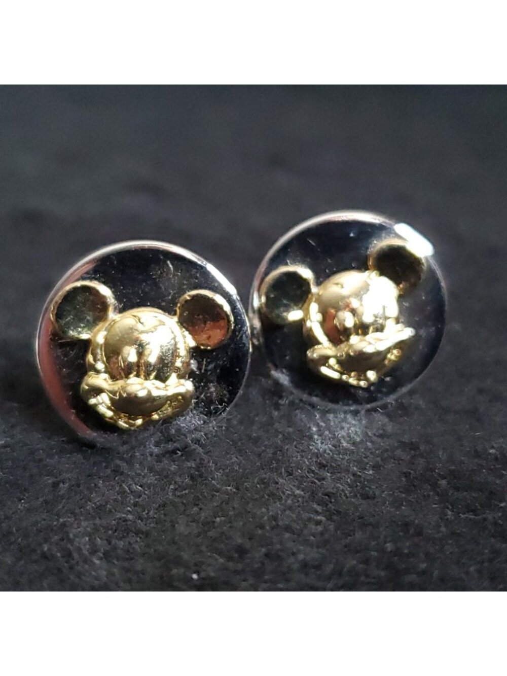 Disney Mickey Mouse Cufflinks Silver Gold Tone 3/4"